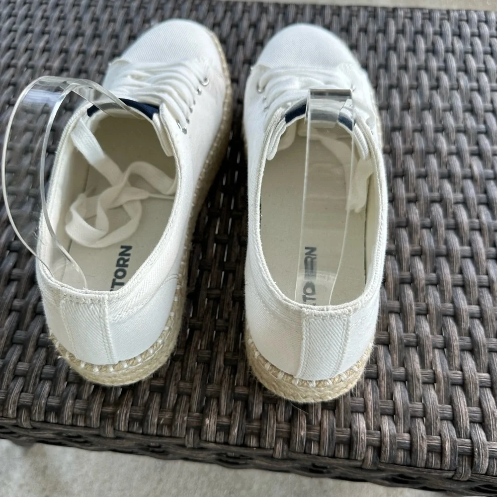 Tretorn White Canvas Espadrille Lace-Up Sneakers